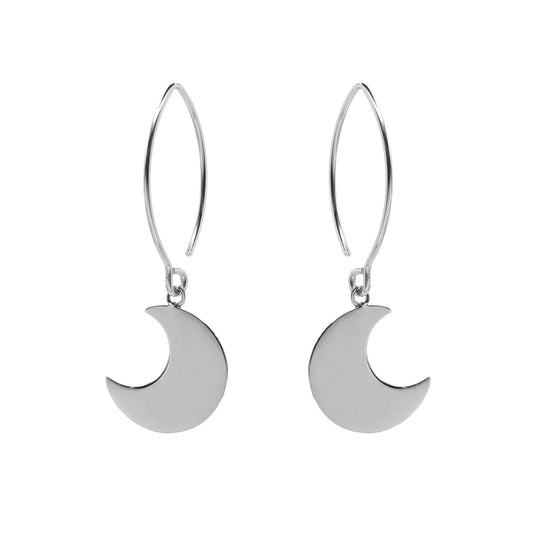 Aros de Plata 925 Gancho con Placas de Media Luna Lisa