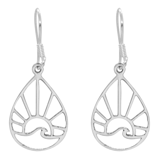 Aros de Plata 925 Gota Ola Amanecer