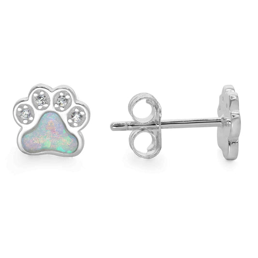 Aros de Plata 925 Huellas con Circones y Ópalo Australiano