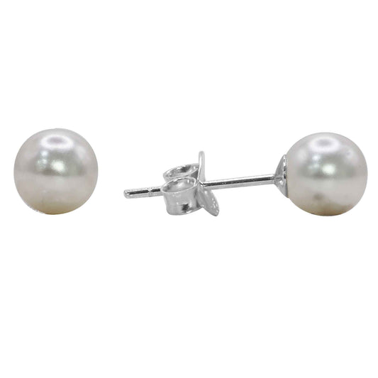 Aros de Plata 925 Imitación Perla 5 mm -