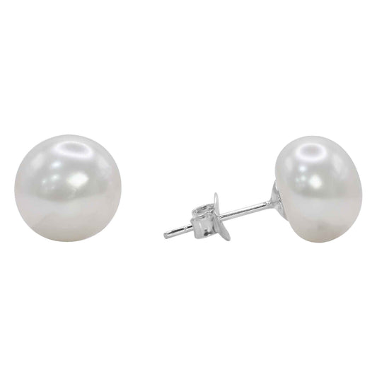 Aros de Plata 925 Imitación Perla de Rio 10 mm