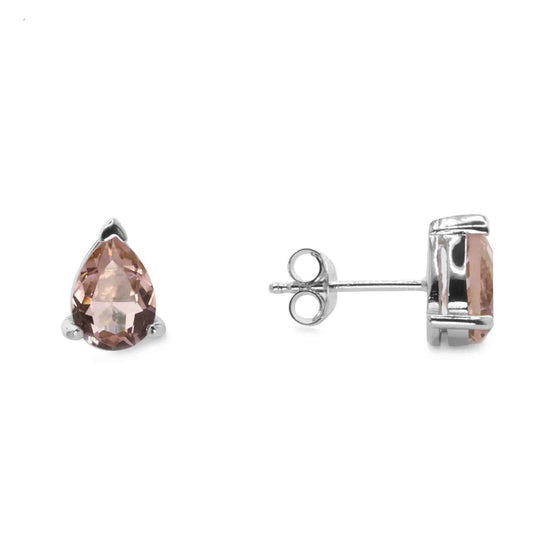 Aros de Plata 925 Lagrima Coral Swarovski Elements