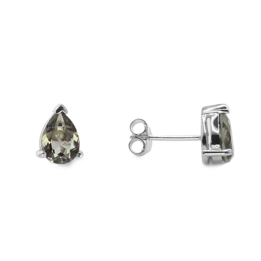 Aros de Plata 925 Lagrima Humo Swarovski Elements