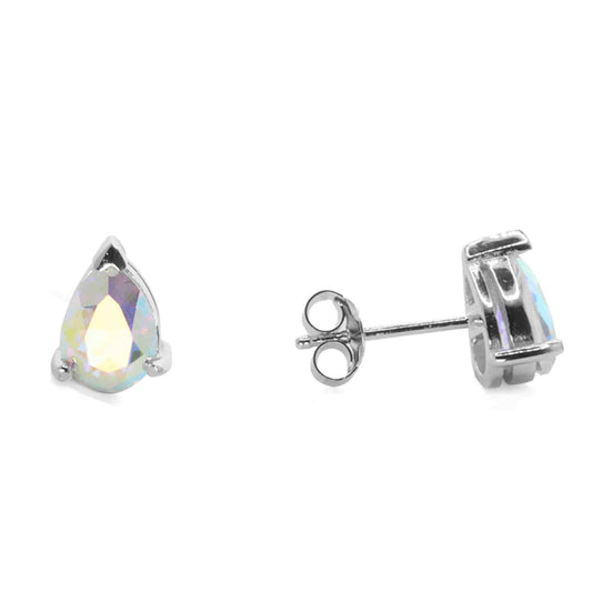 Aros de Plata 925 Lagrima Tornasol Swarovski Elements
