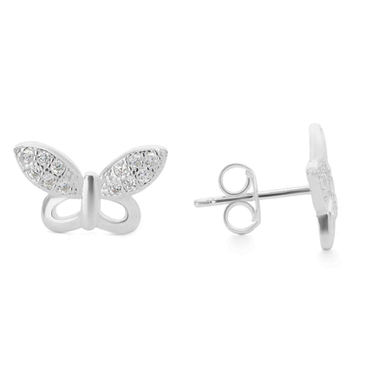 Aros de Plata 925 Mariposa Simple con Circones