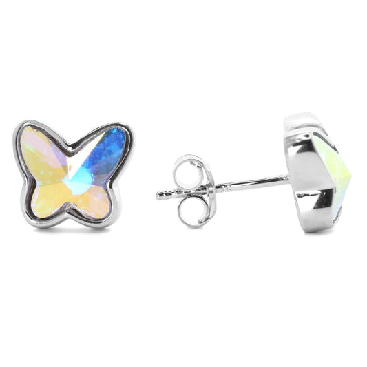 Aros de Plata 925 Mariposas Tornasol Swarovski Elements