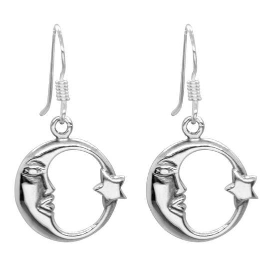 Aros de Plata 925 Media Luna y Estrella