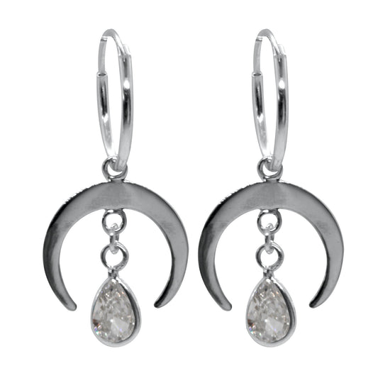 Aros de Plata Medialuna con Circón