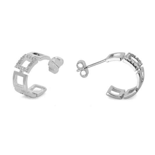 Aros de Plata 925 Mini Argollas de Marco con Circones