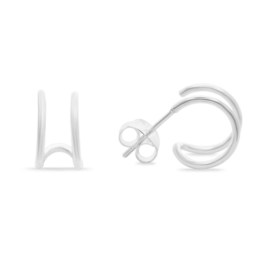 Aros de Plata 925 Mini Argollas Doble 11 mm