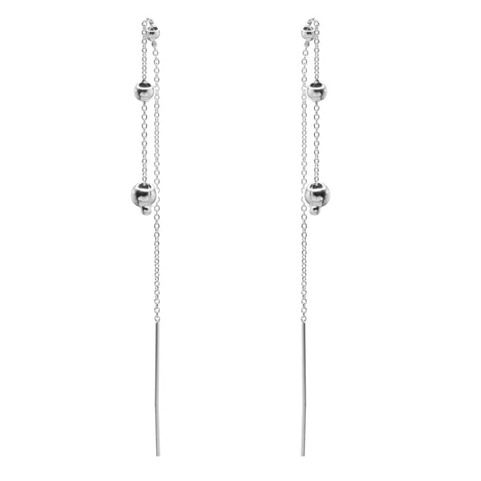 Aros de Plata 925 Modelo Cadena con Esferas