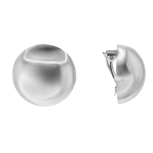 Aros de Plata - Clip con - Media Esfera Lisa
