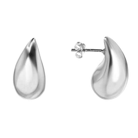 Aros de Plata - Gotas Lisas de Tamaño Mediano