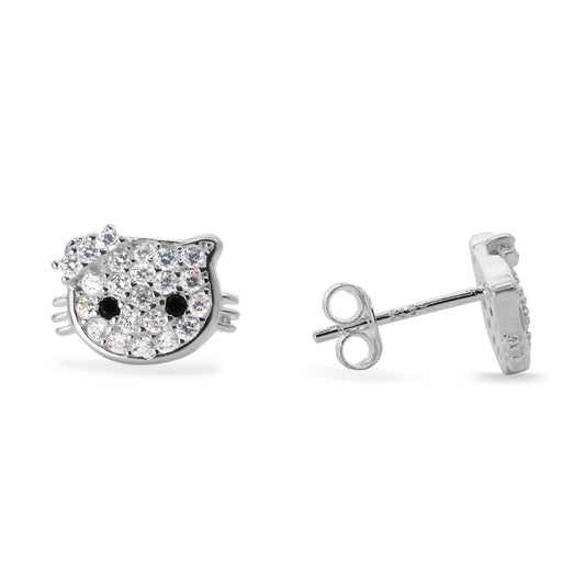 Aros de Plata 925 Modelo Hello Kitty con Circones