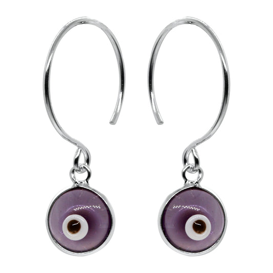 Aros de Plata 925 Ojo Turco Lila