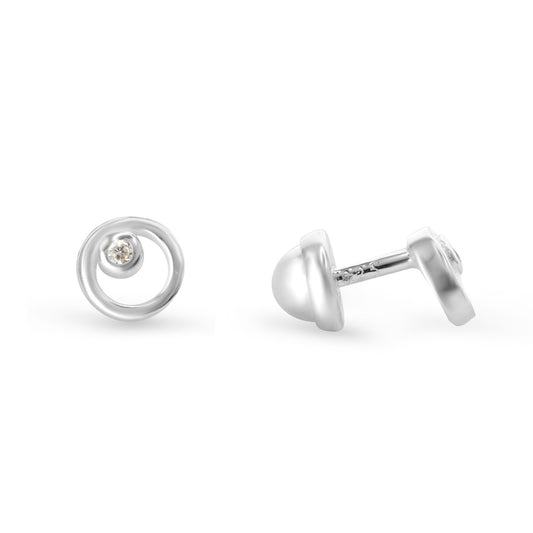 Aros de Plata Para Bebé de Tope - Circulo y Mini Circón