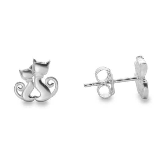 Aros de Plata Pareja de Gatos