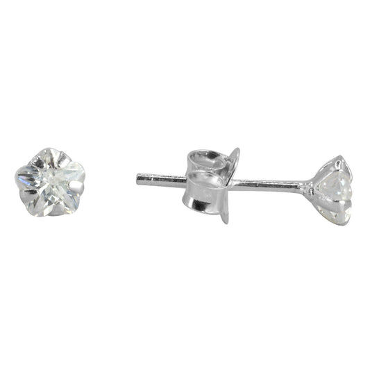 Aros de Plata 925 Pequeñas Flores de Circón 4 mm