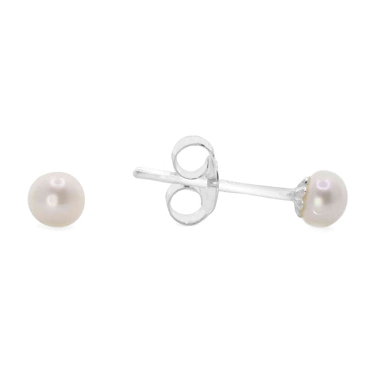 Aros de Plata Perla Imitación 4 mm - DJOYAS