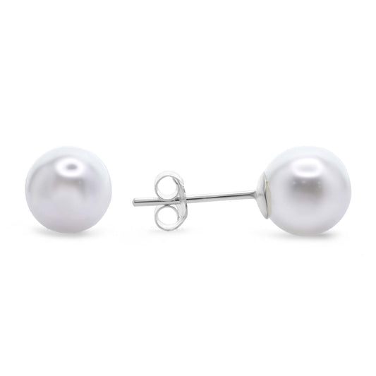 Aros de Plata 925 Perla Imitación Medianas 8 mm