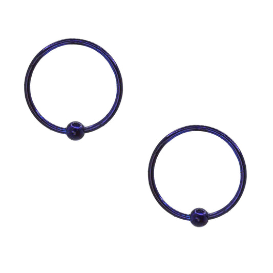 Aros de Plata Piercing Azules Esmaltados 10 mm