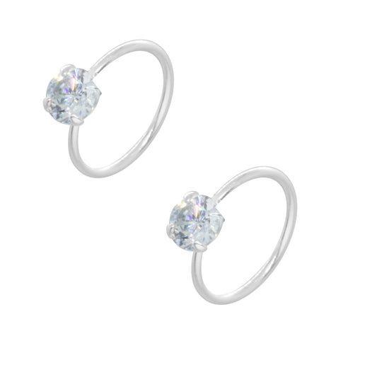 Aros de Plata Piercing Circón 10mm
