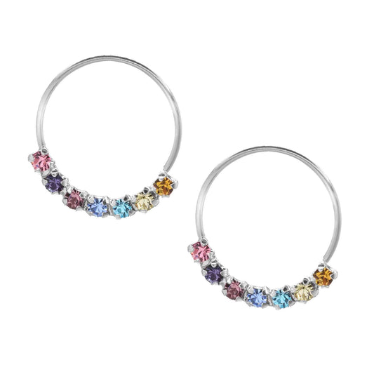 Aros de Plata Piercing Circones de Colores 10 mm