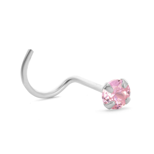 Aros de Plata Piercing de Nariz Circón Rosa