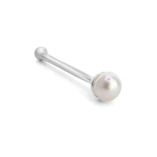 Aros de Plata Piercing de Nariz con Perlita (Único)