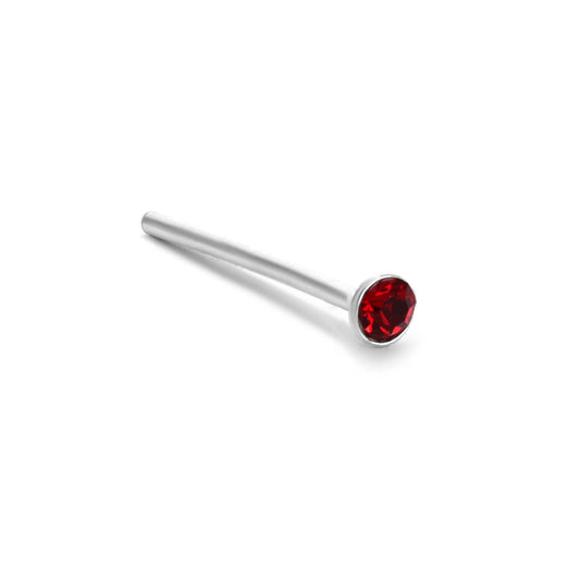Aros de Plata Piercing de Nariz Pequeño Circón Rubí
