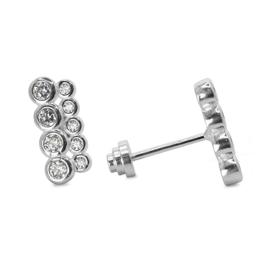 Aros de Plata Piercing de Tope con Serie de Circones
