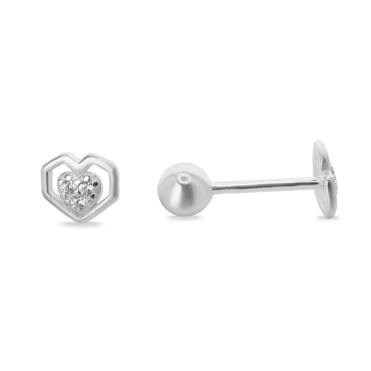 Aros de Plata Piercing de Tope Corazón Calado