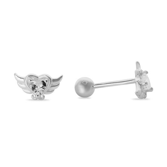 Aros de Plata Piercing de Tope - Corazón Alado