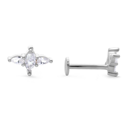 Aros de Plata Piercing de Tope - Destello de Circones