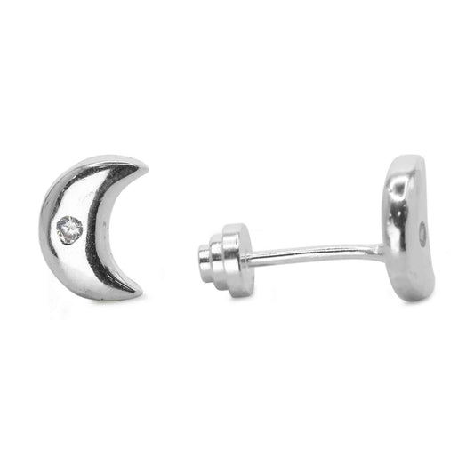 Aros de Plata Piercing de Tope - Media Luna con Microcircón
