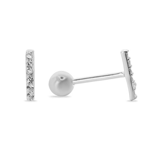 Aros de Plata Piercing de Tope Varita con Microcircones