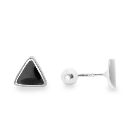 Aros de Plata Piercing - Triangulo Esmaltado Negro