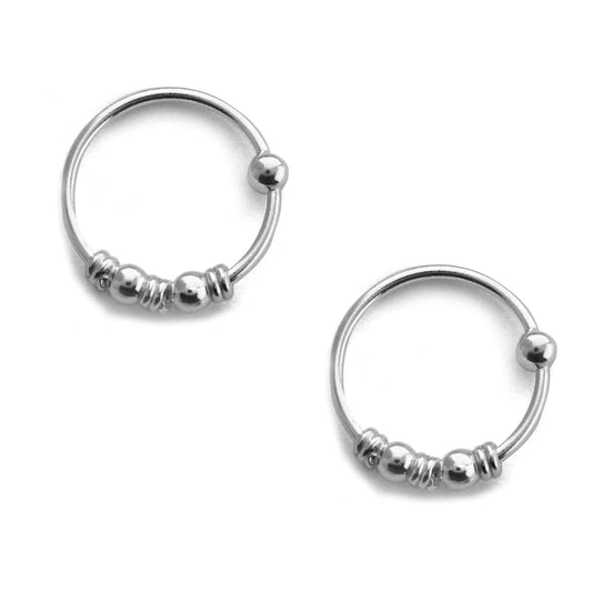 Aros de Plata Piercing - Enrollado con Esfera 10 mm
