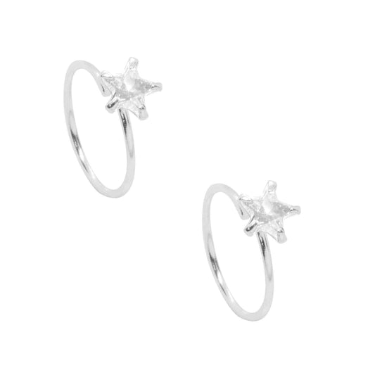 Aros de Plata Piercing Estrellas de Circón 10 mm