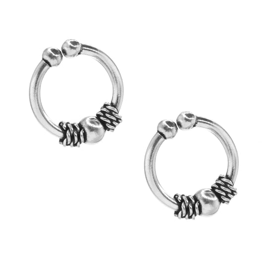 Aros de Plata Piercing Falso - Bali 10 mm