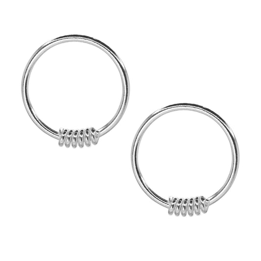 Aros de Plata Piercing Liso con Resorte 10 mm