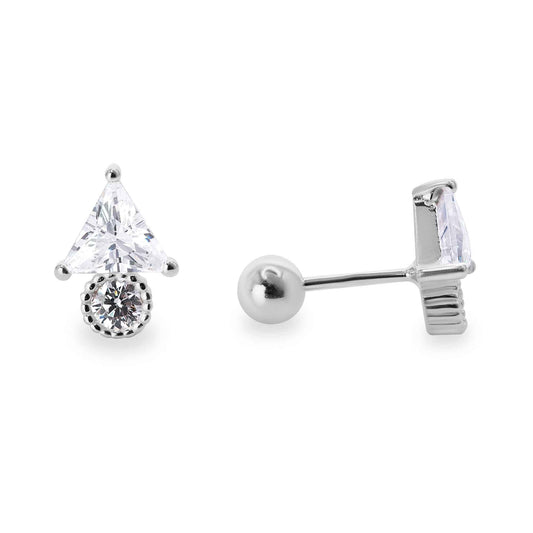 Aros de Plata Piercing Triángulos y Circón