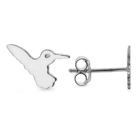 Aros de Plata Placa - Colibrí Liso