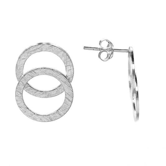 Aros de Plata Placas Doble Argolla Satinada