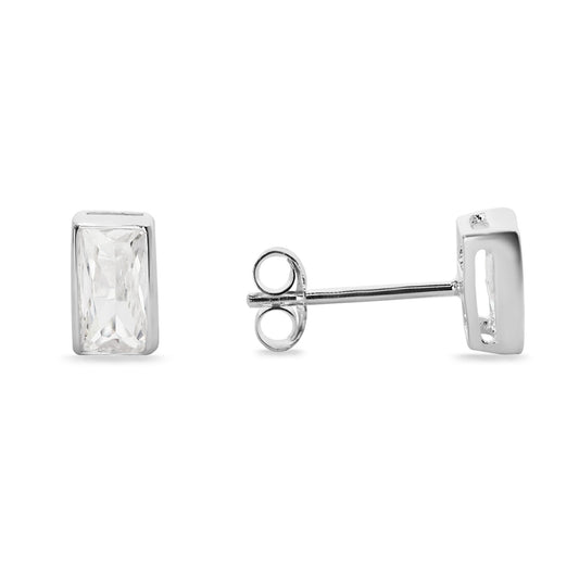 Aros de Plata 925 Rectángulo de Circón