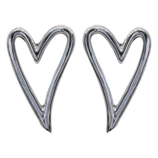 Aros de Plata Relieve Corazon Lisa