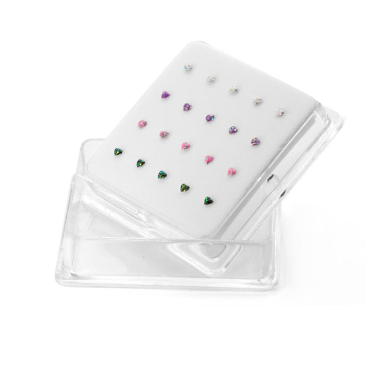 Aros de Plata Set Caja de Piercing Corazón para Nariz 2.5 mm