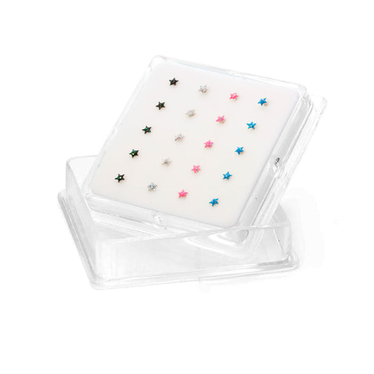 Aros de Plata Set Piercing de Estrellas 3 mm