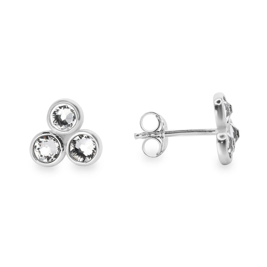 Aros de Plata 925 Swarovski Elements Trío Cristales