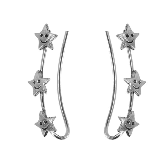 Aros de Plata 925 Trepadores Estrella Feliz